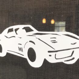 DCentral Corvette Double-Sided Magnetic Screen Decor For Non-Retractable Screens; Multipurpose, Helps to Stop Walking into screens, Covers small tears in Screens, Decorates screen area. Set of Two Magnets. Size 8.5″ x 6.7″