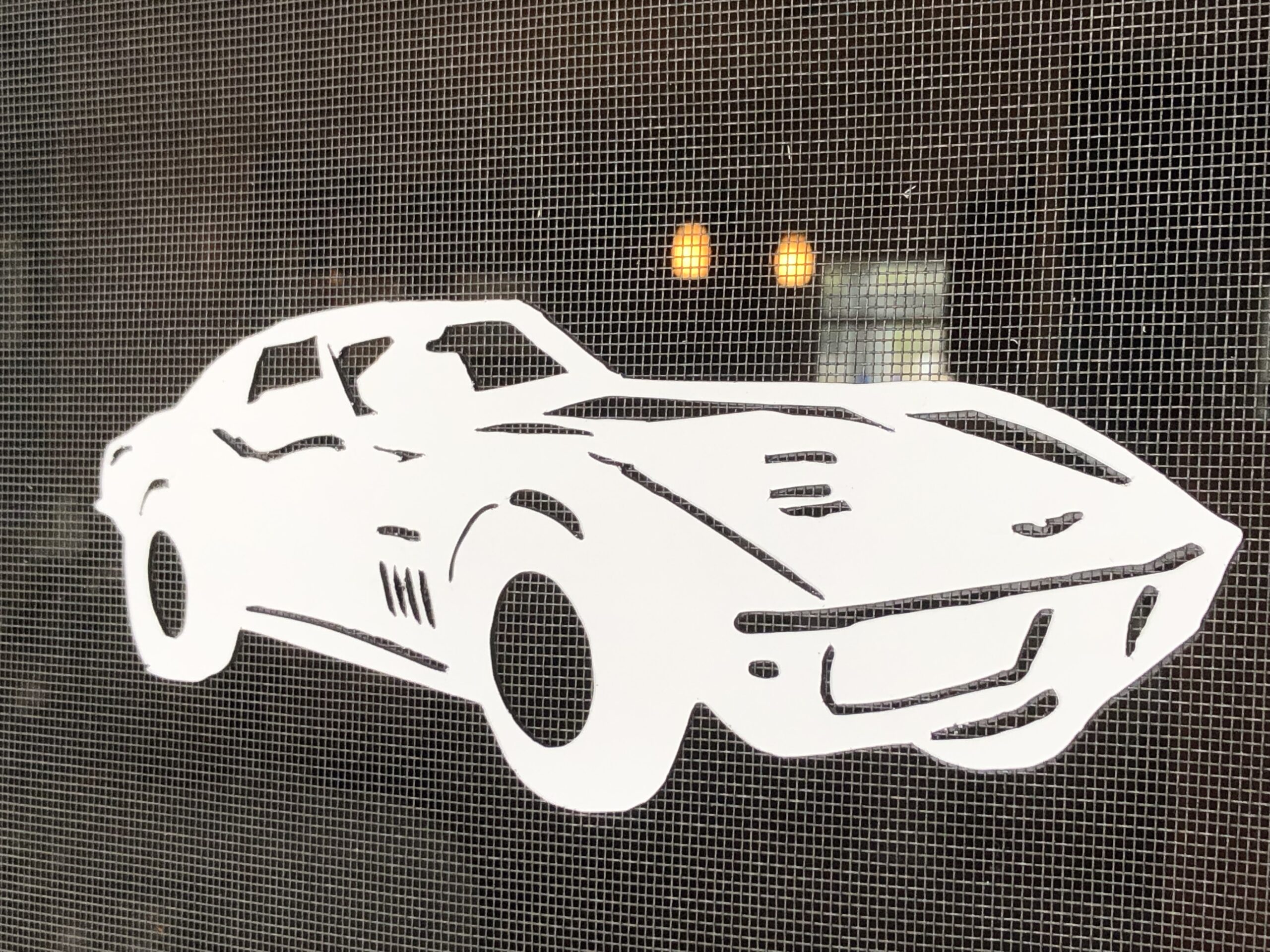 DCentral Corvette Double-Sided Magnetic Screen Decor For Non-Retractable Screens; Multipurpose, Helps to Stop Walking into screens, Covers small tears in Screens, Decorates screen area. Set of Two Magnets. Size 8.5″ x 6.7″