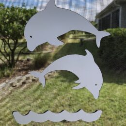 DCentral Jumping Dolphins and Water Screen Magnet Décor For Non-Retractable Screens; Multipurpose, Double - Sided, Helps to Stop Walking into Screens, Covers Small tears in Screens, Decorates Screen Area.3 Set of Two Magnets. Size W 6" x 6.5
