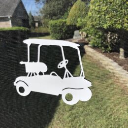 DCentral Golf Cart Double-Sided Magnetic Screen Décor For Non-Retractable Screens; Multipurpose, Helps to Stop Walking into screens, Covers small tears in Screens, Decorates screen area. Set of Two Magnets. Size 6″ x 6″