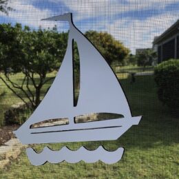 Sailboat and Water Double-Sided Vinyl Magnetic Screen For Non-Retractable Screens; Multipurpose, Helps to Stop Walking into screens, Covers small tears in Screens, Decorates screen area. Set of Four Magnets (Two Figures). Sailboat Size 6.1” X 5.75”