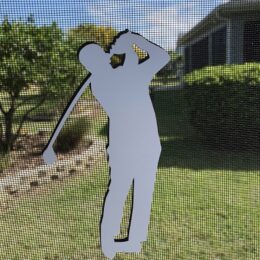 Male Golfer Double-Sided Rubberized Magnetic Screen Décor For Non-Retractable Screens; Multipurpose, Helps to Stop Walking into screens, Covers small tears in Screens, Decorates screen area. Set of Two Magnets. Size 4” X 7.0”
