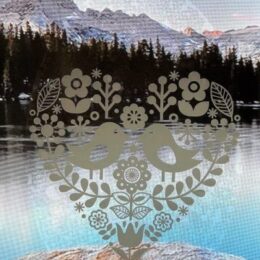 Lovebirds - Decorative Window Cling Vinyl “Etched” Glass Decal – 8” x 12”. Objects are Opaque – Background is Clear