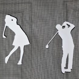DCentral® Golfers - Man & Woman Flexible Safety Screen Magnets: Double-Sided. Bright White-Easier to See Day & Night. Decorative. Helps to Stop Walking into Screens, Size W 5.5" x L 3"
