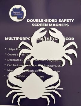 DCentral® Crabs II Flexible Vinyl Safety Screen Magnets: Double-Sided. White-Easier to See Day & Night. Decorative. Helps Stop Walking into Screens, for Non-RETRACTABLES, Size W 5" x L 3.5" - Image 5